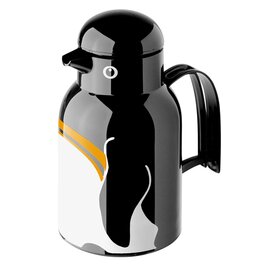 Isolierkanne THERMO-BIRD Pinguin 1 ltr schwarz | weiß glänzend Glaseinsatz Drehverschluss  H 252 mm Produktbild