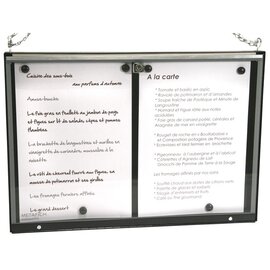 Menükartenhalter MAJESTIC Wandmontage Kettenaufhängung schwarz 2 Seiten (A4)  H 330 mm Produktbild