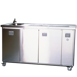 Mobil-Theke MT4 passend für 2 Fässer Ø 425 mm | 50 ltr L 1800 mm mit Grundausstattung Produktbild