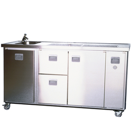 Mobil-Theke MT4Z passend für 1 Fass Ø 425 mm | 50 ltr L 1800 mm mit Grundausstattung mit Zug Produktbild