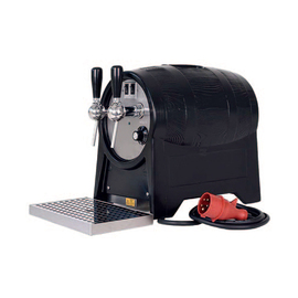 Glühweinzapfanlage Heißes Fäßchen 2-leitig mit elektrische Pumpe 400 Volt mit Tropfschale Produktbild