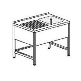 Gewerbe-Spültisch mit Abtropffläche links 1 Becken | 500 x 500 x 250 mm L 1350 mm B 700 mm Produktbild