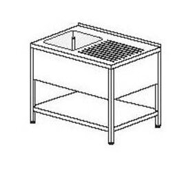 Gewerbe-Spültisch mit Abtropffläche rechts 1 Becken | 400 x 400 x 250 mm mit Grundboden L 1000 mm B 600 mm Produktbild