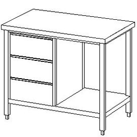 Arbeitstisch Aufkantung 40 mm hinten 3-er Schubladenblock Grundboden 1000 mm 800 mm Höhe 850 mm Produktbild