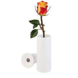 Vase mit Halterung Porzellan weiß  Ø 50 mm  H 215 Produktbild
