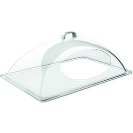 GN Kuppelhaube  • GN 1/1 SAN ABS klar transparent  L 540 mm  x 330 mm  H 200 mm mit Frontausschnitt | verchromter Griff Produktbild