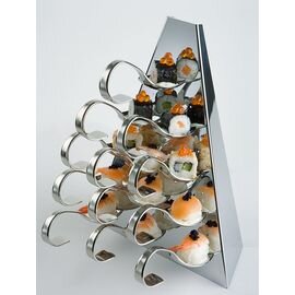 Gourmet-Display TRIANGOLO Edelstahl | 12 Schlitze | 13 Löcher | 215 mm  x 140 mm  H 270 mm Produktbild