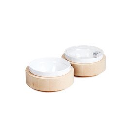Bowl Box L Basis | Schale Kunststoff Holz weiß ahornfarben Ø 265 mm  H 60 mm Produktbild
