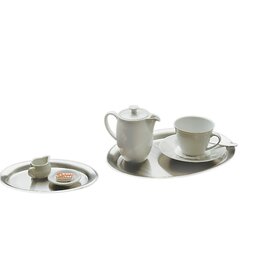 Serviertablett KAFFEEHAUS Edelstahl matt | oval 190 mm  x 150 mm Produktbild