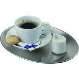 Serviertablett KAFFEEHAUS Edelstahl matt | oval 255 mm  x 195 mm Produktbild