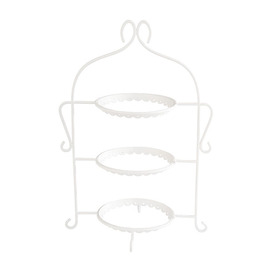 Serviergestell Edelstahl weiß | 3 Ablageflächen | passend für 3 Teller Ø 17,5 cm | 225 mm  x 160 mm  H 320 mm Produktbild