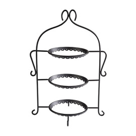 Serviergestell Edelstahl schwarz | 3 Ablageflächen | passend für 3 Teller Ø 17,5 cm | 225 mm  x 160 mm  H 320 mm Produktbild