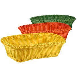 Poly-Rattan Flechtkorb, Polypropylene-Rattan, grün, rechteckig, extra robuste Qualität, Flechtmaterial als Rundprofil ca. Ø 3 mm, unzerbrechlich, stapelbar, wasserfest, spülmaschinenfest, ca. 31,5 x 22 x H 8,5 cm Produktbild