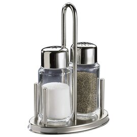 Menage CLASSIC • Salz | Pfeffer Glas Edelstahl H 160 mm Produktbild