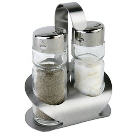 Menage PRO • Salz | Pfeffer Glas Edelstahl H 115 mm Produktbild
