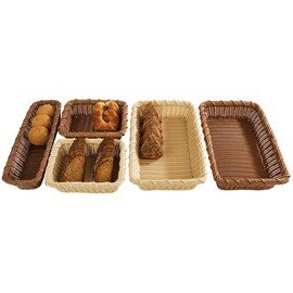 Buffet-Korb GN, Polypropylen-Rattankorb, stapelbar, spülmaschinenfest, Profi-Qualität, dicker stabiler Rand, 32,5 x 26,5 cm H 10 cm, hellbraun Produktbild