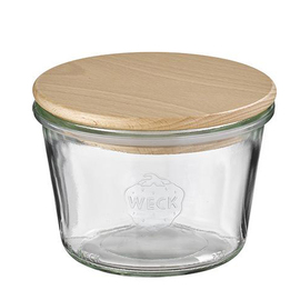 Weck-Glas mit Holzdeckel 2er-Set 0,37 ltr Ø 110 mm H 75 mm Produktbild