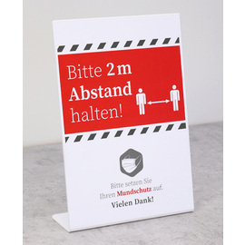 Hinweisschild Aufsteller • Abstand halten | Mundschutz tragen 210 mm x 70 mm H 300 mm Produktbild