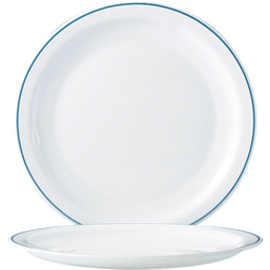 RESTPOSTEN | Teller flach HOTELIERE DELFT | Hartglas blau weiß | zweifache Randlinie  Ø 258 mm Produktbild
