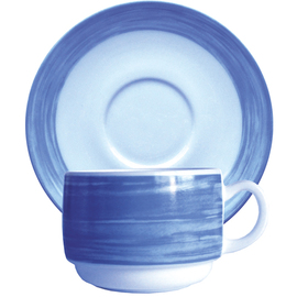 Obertasse BRUSH BLUE 190 ml Hartglas breiter Farbrand mit Untertasse Produktbild