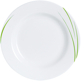 Teller flach TORONTO EDEN | Hartglas grün weiß | Strichdekor  Ø 270 mm Produktbild