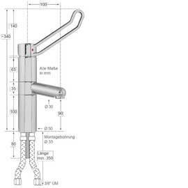 Waschtischbatterie meyo | Hebel gebogen Produktbild 1 S