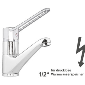 Waschtischbatterie zena | kurzer Ringhebel | für drucklose Speicher Produktbild