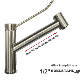 Spültischbatterie exis | Brausekopf rund auf Säule Produktbild