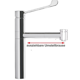 Spültischbatterie xara | langer Hebel auf Säule Ausladung 210 mm Produktbild