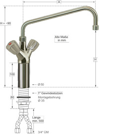 Säulenbatterie claro 3/4" | Zweigriffmischer Ausladung 300 mm Produktbild 1 S