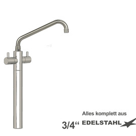 Säulenbatterie ximac 3/4" Edelstahl | Zweigriffmischer Ausladung 300 mm Produktbild