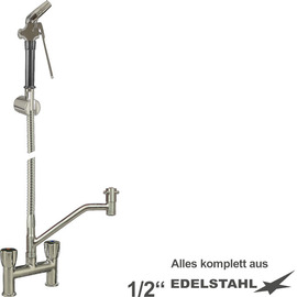 Mehrzweck-Reinigungsset xaria Zweigriffmischer Zweiloch Standarmatur Brause schmal | Schlauchlänge 800 mm T-Ventil Produktbild
