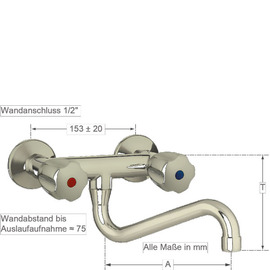 Wandbatterie CLASSIC 1/2" Ausladung 250 mm S-Auslauf unten Produktbild 1 S