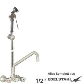 Mehrzweck-Reinigungsset vaxia Zweigriffmischer Wandarmatur Brause schwarz | rund | Schlauchlänge 800 mm Produktbild