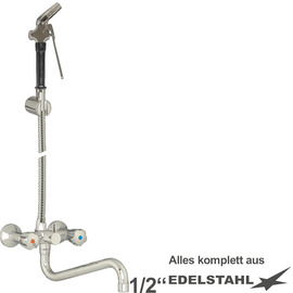 Mehrzweck-Reinigungsset vaxia Zweigriffmischer Zweiloch Wandarmatur Brause schwarz | Schlauchlänge 1200 mm S-Auslauf Produktbild