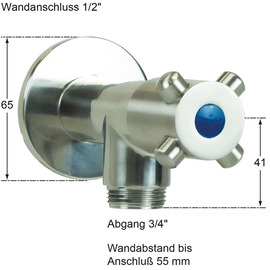 Wandventil 3/4" clasix Ventilabgang 3/4" | 4-Flügel-Griff Produktbild 1 S