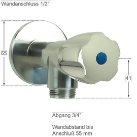 Wandventil 1/2" clarix Ventilabgang 3/4" | Sechskantgriff Produktbild 1 S