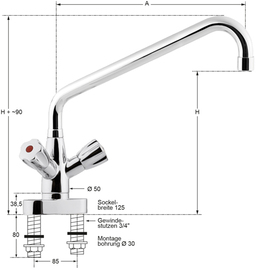 Zweiloch-Blockbatterie Zweigriffmischer Zweiloch | Auslaufhöhe 290 mm Ausladung 250 mm Produktbild 1 S