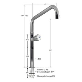 Standventil 3/4" Ausladung 250 mm Auslaufhöhe 350 mm Produktbild