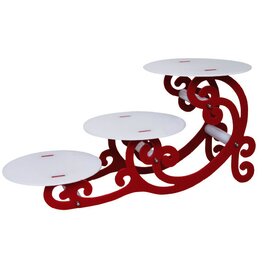 Etagen-Tortenständer Kunststoff weiß rot | 3 Ablageflächen | 620 mm  x 300 mm  H 310 mm Produktbild