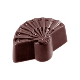 Schokoladenform  • Fächer  • Halbkreis | 28 Mulden | Muldenmaß 31 x 26 x H 15,5 mm  L 275 mm  B 135 mm Produktbild