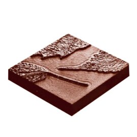 Schokoladenform  • Quadrat|Blätter | 10 Mulden | Muldenmaß 41 x 41 x H 7 mm  L 275 mm  B 135 mm Produktbild