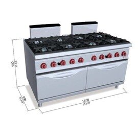 Gasherd SG9F8P+2FG Gastronorm 87,6 kW | Backofen | 2 Backöfen Produktbild