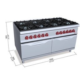 Gasherd SG9F8+2FE Gastronorm 400 Volt 7,5 kW (Elektrobackofen) 71 kW (Gas) | Backofen | 2 Backöfen Produktbild