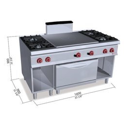 Gasherd SG9TP4F+FG Gastronorm 49,8 kW | Backofen | 2 offene Fächer Produktbild