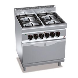 Gasherd MACROS 700 G7F4+FE Gastronorm 230 Volt | 4 Kochstellen | Backofen Produktbild