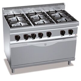 Gasherd G7F6+T 43,5 kW | Backofen | Brennerwanne aus Stahl Produktbild