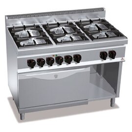 Gasherd MACROS 700 G7F6+FE Gastronorm 400 Volt | 6 Kochstellen | Backofen | Unterbau halboffen Produktbild