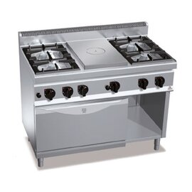 Glühplattenherd MACROS 700 G7T4P4F+FG1 Gastronorm | 5 Kochstellen | Backofen | Unterbau halboffen Produktbild