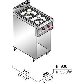 Gasherd mit Elektrozündung G7F2ME 6,2 kW | Unterbau offen Produktbild